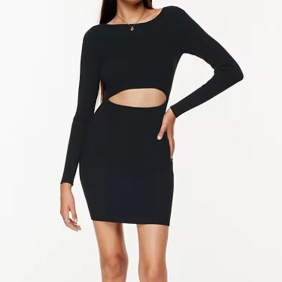 Wilfred Aritzia cutout knit longsleeve mini dress || NWT || xxs || black - Picture 1 of 4